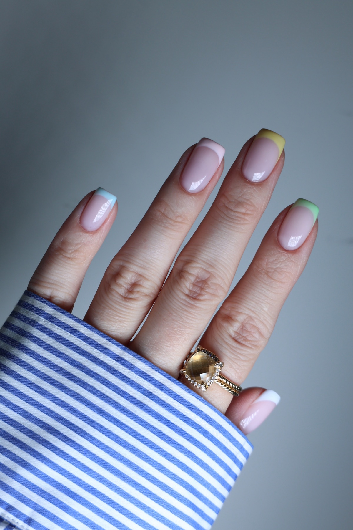 Pastel French manicure detail